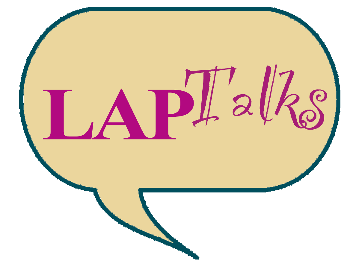 A speech bubble with "LAP Talks" written inside